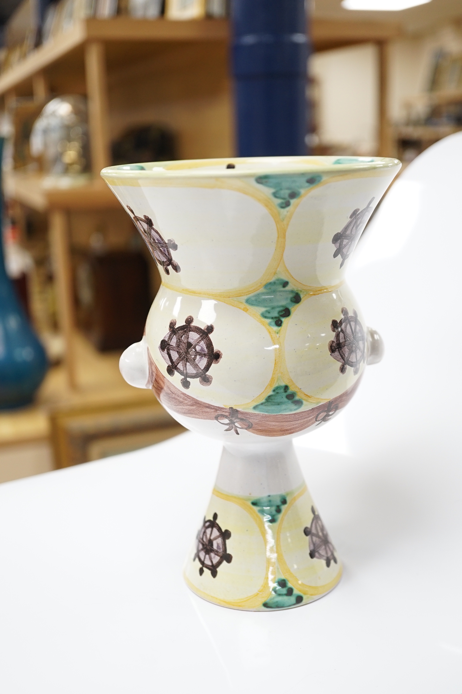 A Bjørn Wiinblad, Denmark vase in the form of a female head with large hat, 20.5cm
